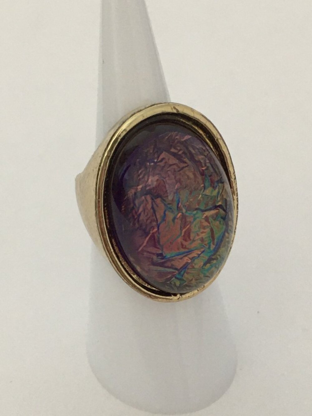 NEW Multi-Colored Iridescence Large Oval Gold Jewelry Ring